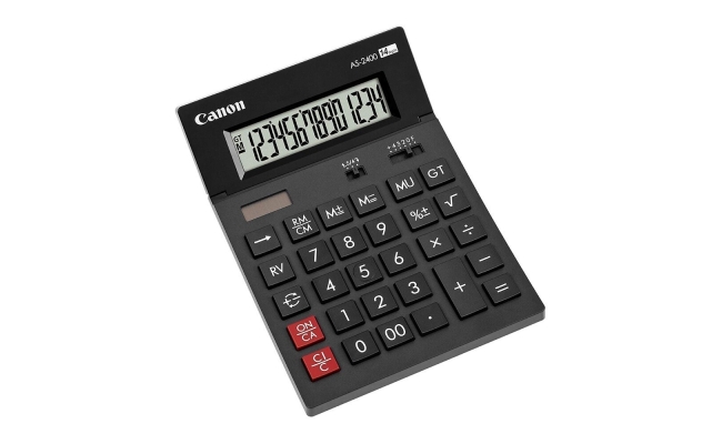 Calculator birou Canon AS2400, 14 digiti, ribbon, display LCD ajustabil,...