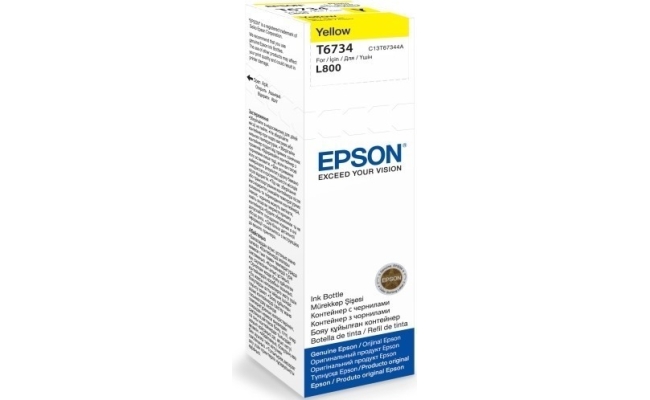 Cartus cerneala Epson T6734, yellow, capacitate 70ml, pentru Epson L800