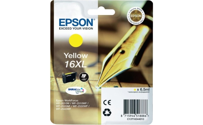 Cartus Cerneala Original Epson Yellow, T1634, pentru WF2540, , incl.TV 0.11...