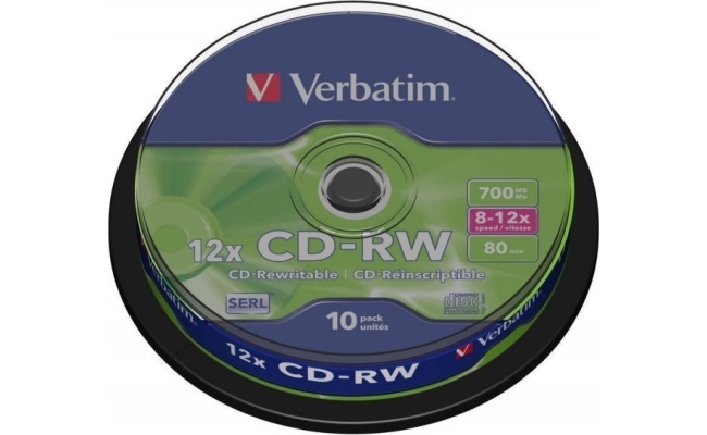 CD-RW VERBATIM  700MB, 80min, viteza 8-12x,  10 buc, spindle, "43480"