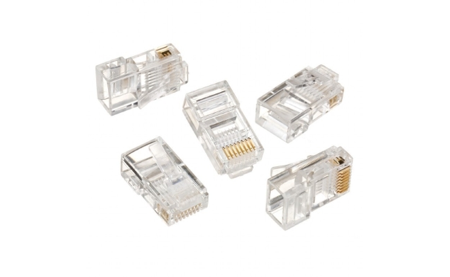 Conectori RJ45 Gembird LC-8P8C-001/100, pentru cablu UTP, Cat5e, 100 buc