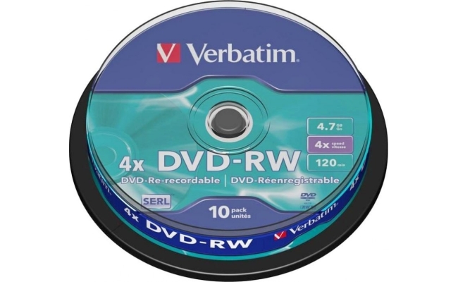 DVD-RW VERBATIM  4.7GB, 120min, viteza 4x, 10 buc, Single Layer, spindle,...