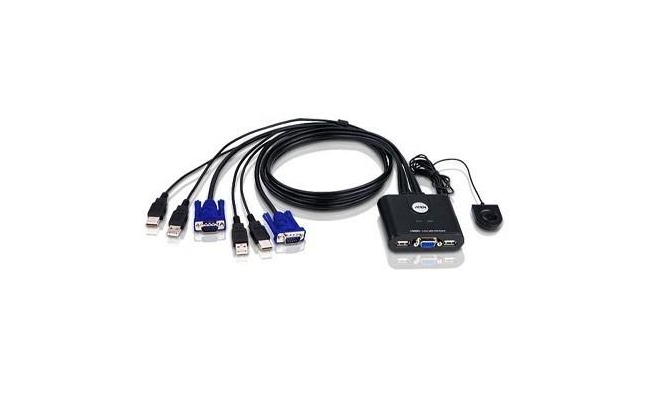 Switch KVM Aten CS22U-A7 control 2 PC la 1 KVM, conector tip USB (T) x 4, VGA...