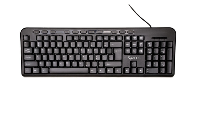 Tastatura Spacer SPKB-169 cu fir, USB, multimedia, anti-spill, negru