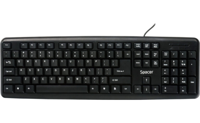 Tastatura Spacer SPKB-S62 cu fir, USB, 104 taste, anti-spill, negru