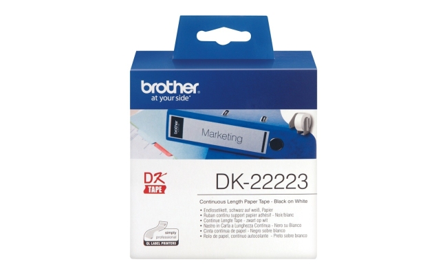 Banda Continua Hartie Original Brother Black on White, DK22223, 50mm X 30.48m