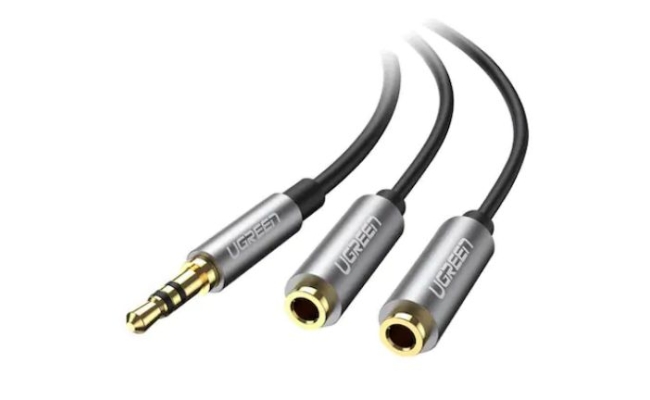 Cablu Audio Ugreen AV123 Stereo Jack 3.5mm (T) la 2x Jack 3.5mm (M), 0.2m,...