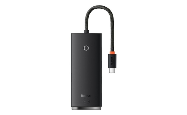 Hub USB extern Baseus Lite WKQX030301, 4 x USB 3.0, USB Type-C, 0.25m, negru