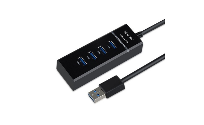 Hub extern Spacer SPH-4USB30-01, porturi USB: USB 3.0 x 4, conectare prin USB...