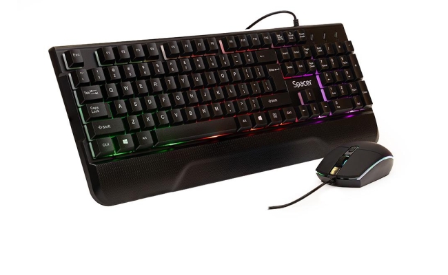 Kit Gaming Tastatura si Mouse Spacer SPGK-INVICTUS cu fir, negru