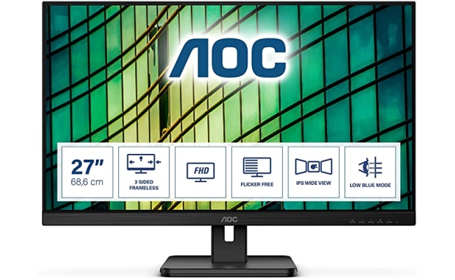 Monitor WLED IPS AOC 27E2QAE, 27", Full HD, 4ms, negru