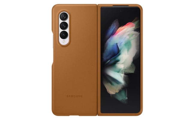 Husa Smartphone Samsung Galaxy Z Fold3, piele, maro