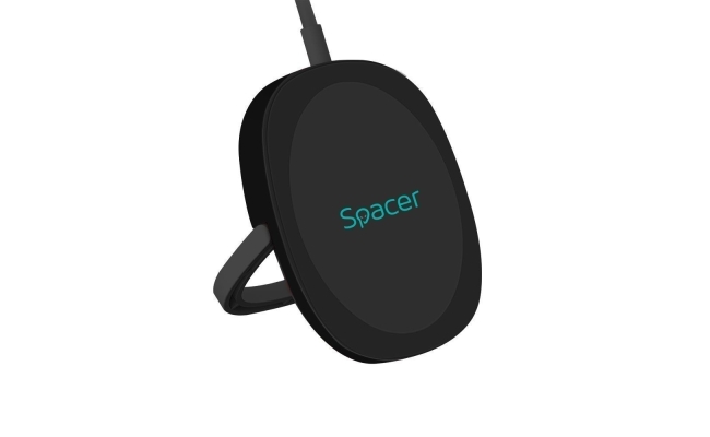 Incarcator wireless Spacer SPAR-WCHGQ-02, 2 in 1, negru