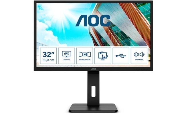 Monitor  gaming curbat  LED VA AOC Q32P2CA, 31.5", WQHD, 4ms, negru