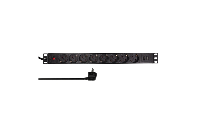 PDU LOGILINK 1U pt. rack 19 inch, 8 prize Schuko, intrare Schuko, max 16 A,...