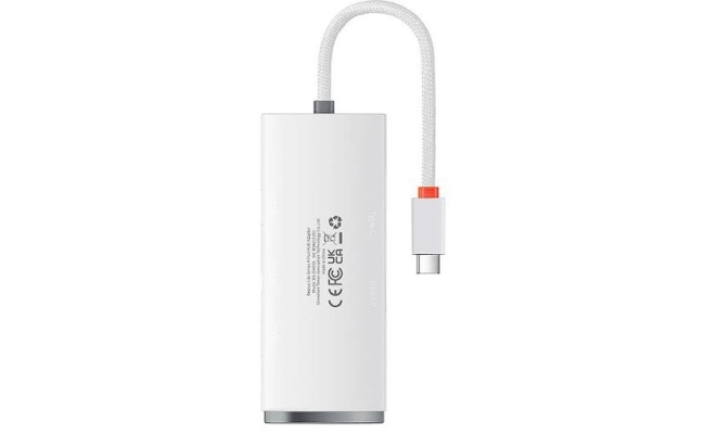 HUB extern Baseus Lite WKQX030302, conectare prin USB Type-C, lungime 0.25m, alb