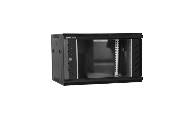 Rack 19'' de perete, dezasamblat,usa din sticla, panouri laterale detasabile...