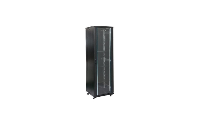 Rack 47U 800x800, montare pe podea, usa din sticla, panouri laterale...