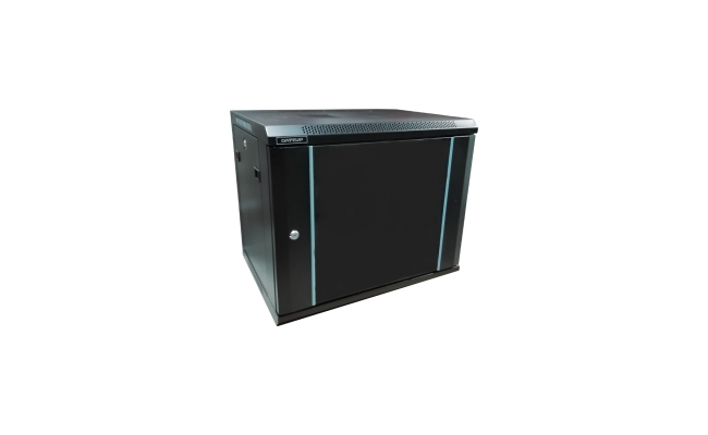 Rack 9U 600x450, montare pe perete, usa din sticla, panouri laterale...