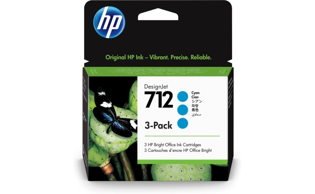 Tri-Pack Original HP Cyan, nr.712, pentru DesignJet Studio 24|Studio...