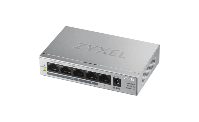 Switch PoE Zyxel GS1005-HP, port Gigabit x 5, nerackabil, carcasa metalica