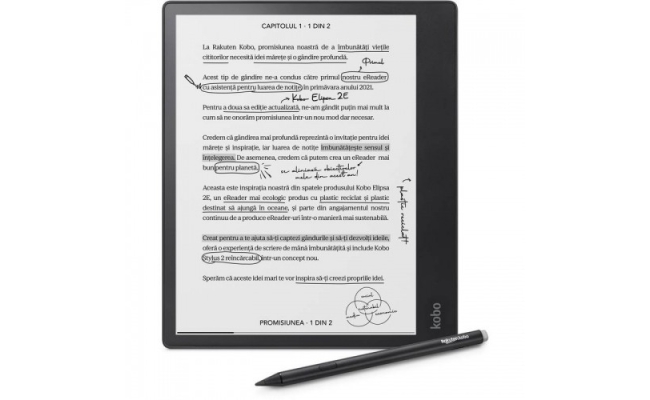 eBook Reader Kobo Elipsa 2: Ecran mare de 10.3", 32 GB, Stylus si Husa...