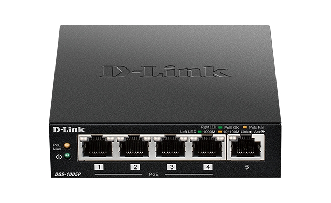 D-Link Switch 5 porturi Gigabit DGS-1005P, 4 porturi POE, carcasa metal...