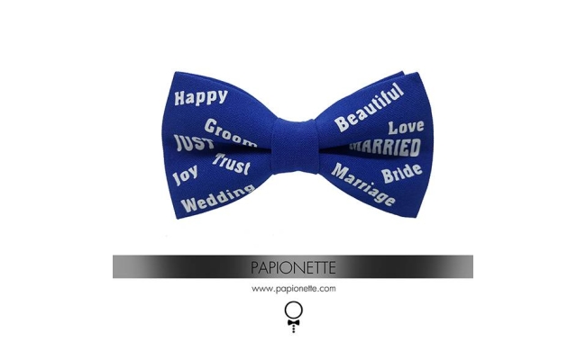 Papion Just Married Blue