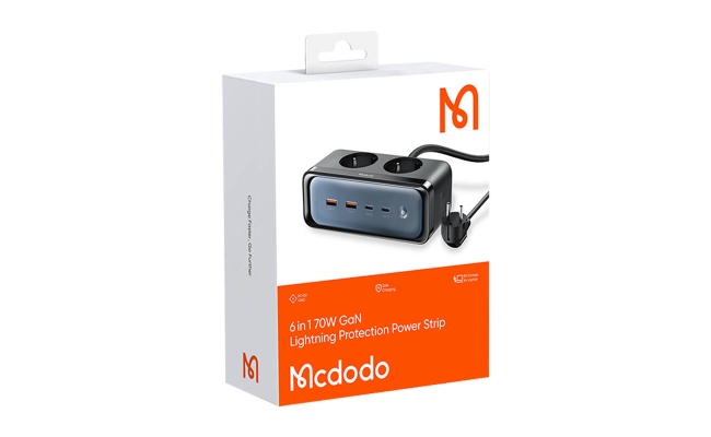 Prelungitor Mcdodo CH-4610 cu 2 prize si 4 porturi USB (2x USB-C, 2x USB-A),...