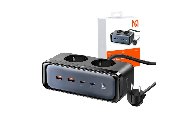 Prelungitor Mcdodo CH-4610 cu 2 prize si 4 porturi USB (2x USB-C, 2x USB-A),...