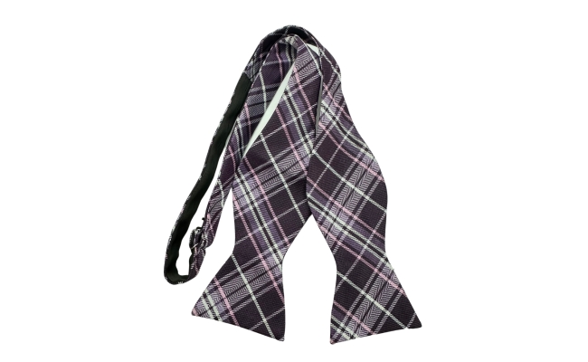 Papion Self Tie Mauve Squares