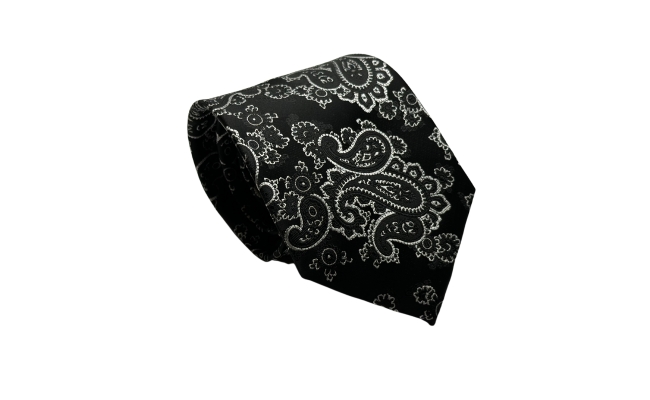 Cravata Paisley Black Grey