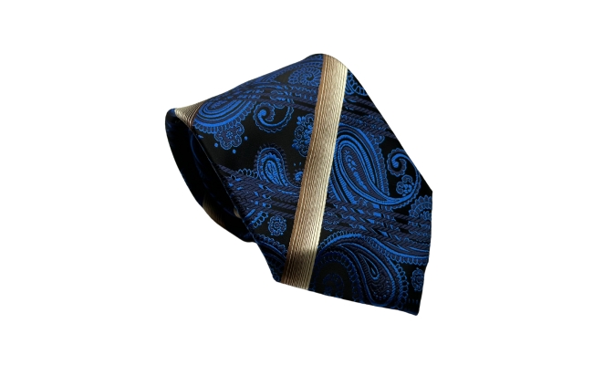 Cravata Paisley black royal blue