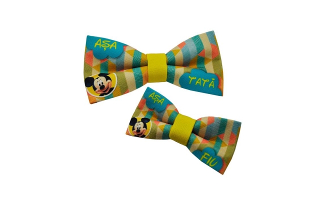 Set Papion personalizabil Tata si Fiu Colourful Mickey Mouse