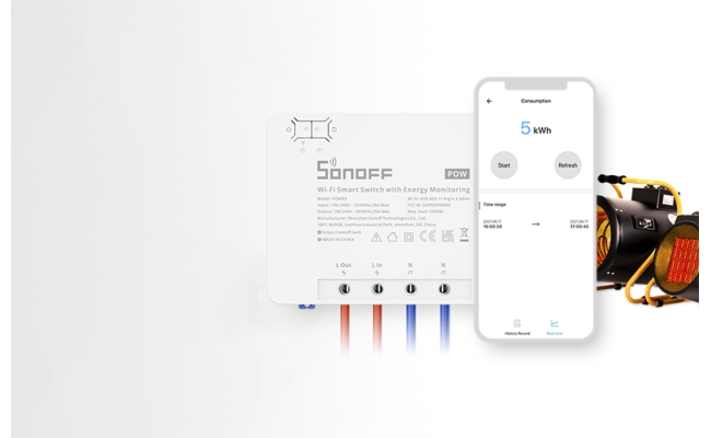 WiFi switch cu monitorizare energie Sonoff POWR3 (25A/5500W) 24891